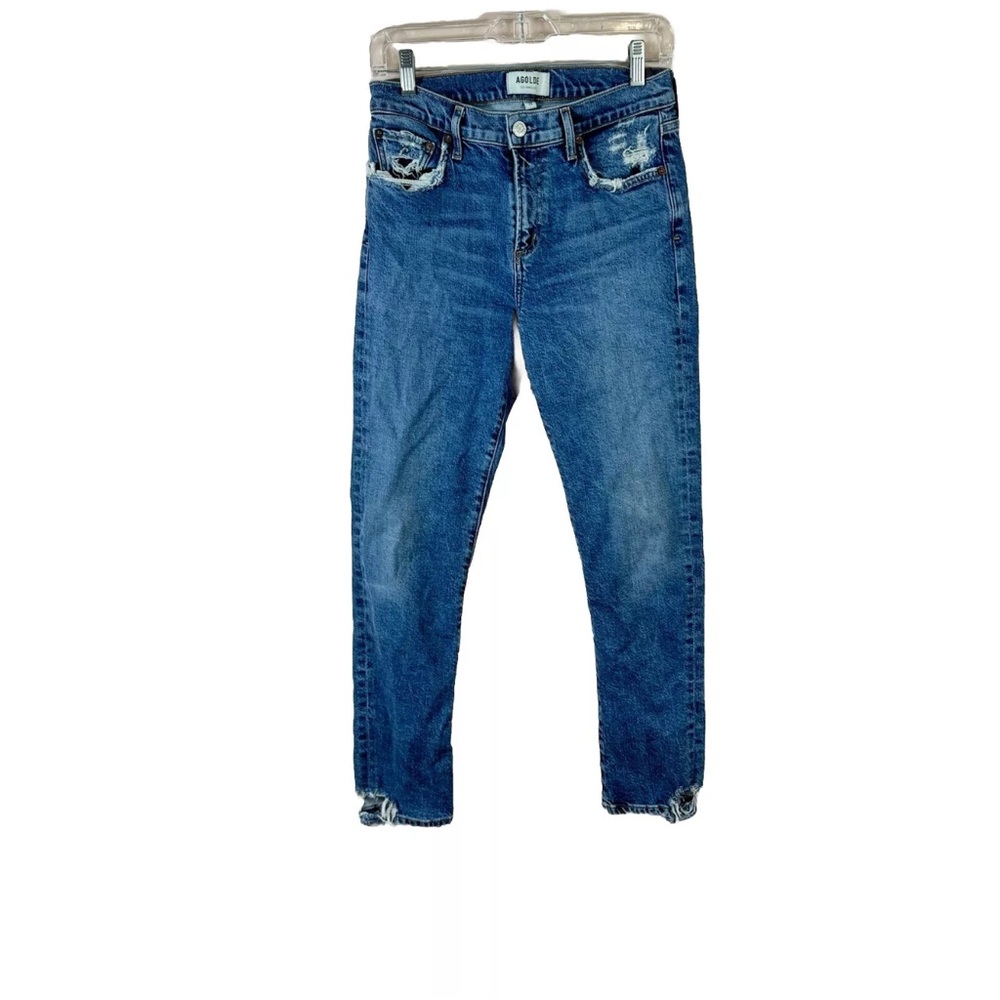AGOLDE womens sz 26 Toni mid rise straight leg distressed high rise denim jeans